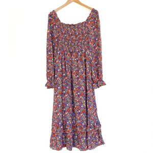 NWT Dokotoo Long Sleeve Floral Tiered Midi Dress Size S Milkmaid Cottagecore